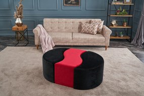 Pouffe Alya Puf – Preto e Vermelho – 120 cm x 40 cm x 80 cm