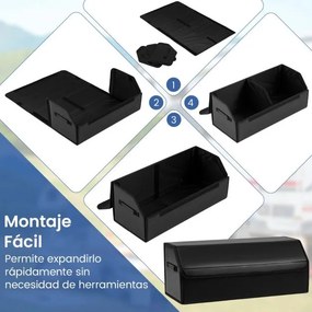 Organizador dobrável para porta-malas Carro 51L com tampa lisa em couro 30 x 69 x 27,5 cm e divisória ajustável Grande capacidade Preto
