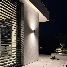 Candeeiro de parede preto 2 luzes IP44 com sensor crepuscular - Baleno II