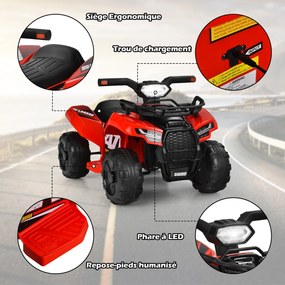 Quadriciclo elétrico infantil de 12 V com espaço de armazenamento e luzes LED mini quadriciclo elétrico 3-6 km/h preto
