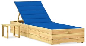Espreguiçadeira de jardim com mesa e almofadão pinho impregnado