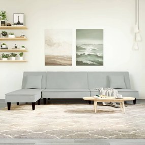 3157251 vidaXL Sofá-cama em forma de L 255x140x70 cm veludo cinzento-claro