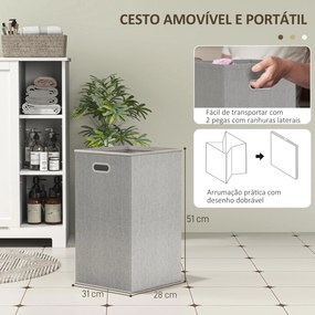 Móvel Casa de Banho com Cesto para Roupa Móvel Auxiliar Casa de Banho