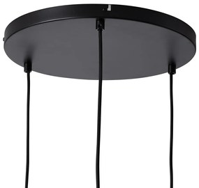 Candeeiro suspenso retro preto com vidro laranja 3 luzes - Denise
