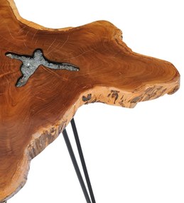 Mesa de centro 70x45 cm madeira de teca maciça e poliresina