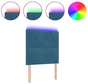 Cabeceira LED vidaXL Azul Escuro 100 cm Veludo