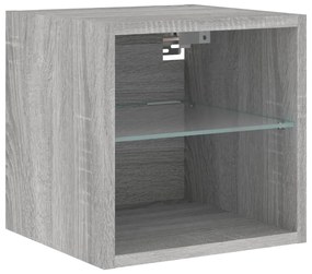 Móvel de parede p/ TV c/ luzes LED 30x28,5x30cm cinzento sonoma