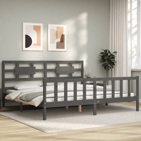 3192578 vidaXL Estrutura de cama com cabeceira 200x200 cm madeira maciça cinza
