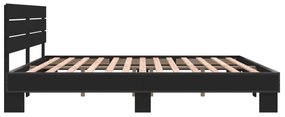 Estrutura de cama 180x200 cm derivados de madeira/metal preto