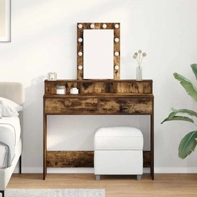 Mesa de Maquiagem vidaXL com Luzes LED Carvalho Fumado 100x41x140 cm