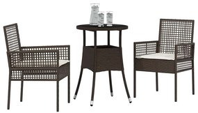 Conjunto de Jantar de 3 Peças Castanho em Rattan