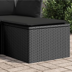vidaXL Banco de jardim com almofadão 55x55x37 cm vime PE preto