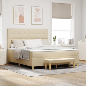 Cama Box com Colchão e Banco vidaXL Creme 180x200 cm Tecido