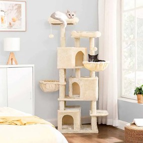 Arranhador gatos 164 cm com 3 grutas Bege