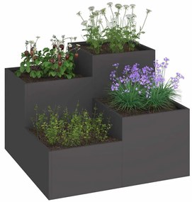 Plantadeira vidaXL 100x100x60 cm Aço Preto
