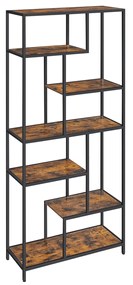 Estante de livros geométrica com 6 prateleiras | VASAGLE | 80 x 30 x 180 cm | preto | LLS119B01.