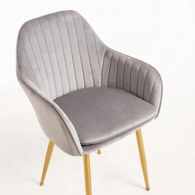 Cadeira Lucy em Veludo - Cinzento - Design Nórdico
