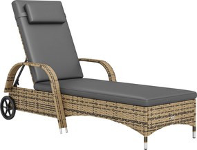 Outsunny Espreguiçadeira colchão inclinação regulável multiposições apoios de braço rodízios 200 x 73 x 30-103 cm amarelo | Aosom Portugal