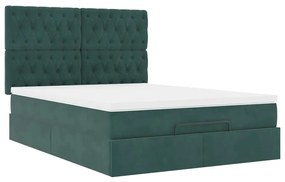 Estrutura cama otomana colchões 140x200 cm veludo verde escuro