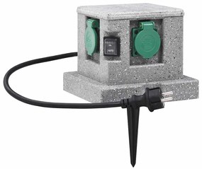 vidaXL Tomada para jardim com sensor de crepúsculo plástico