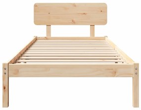 Cama com cabeceira 90x200 cm em madeira de pinho