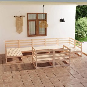 vidaXL 9 pcs conjunto lounge de jardim pinho maciço