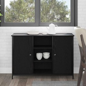 vidaXL Aparador Carvalho Preto 100x35x70 cm Madeira Engenharia e Aço