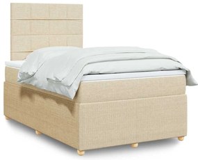 Cama boxspring com colchão 120x190 cm tecido cor creme