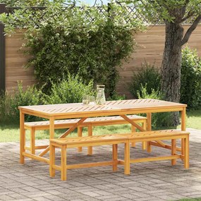 vidaXL Conjunto de Jantar para Jardim 3 pcs Castanho 200 x 90 x 74 cm