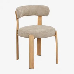 Pack De 2 Cadeiras De Jantar Estofadas E Em Ferro Jolie Castanho Madeira Natural & Chenille Castanho Trigo - Sklum