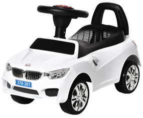 Carro Andador para Crianças de 18-36 Meses com Faróis Música Buzina Volante Compartimento de Armazenamento e Alça para Empurrar 63,5x28x36 Branco