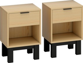 HOMCOM Conjunto de 2 Mesas de Cabeceira Estreitas Mesas de Cabeceira Modernas com Gaveta e Prateleira Aberta 35x26x50 cm Carvalho | Aosom Portugal