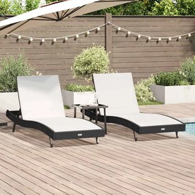 vidaXL Espreguiçadeiras 3 pcs Preto e Branco 40 x 40 x 40,5 cm vime PE
