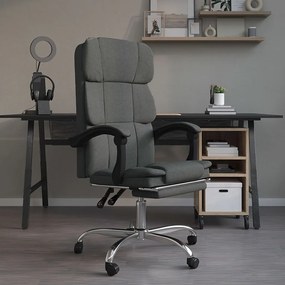 vidaXL Cadeira de escritório reclinável tecido cinzento-escuro