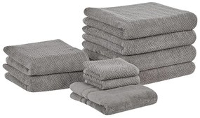 Conjunto de 9 toalhas em algodão cinzento MITIARO Beliani
