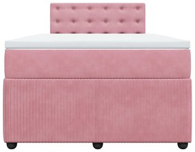 Cama boxspring com colchão 120x200 cm veludo rosa