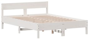 Cama sem colchão 135x190 cm madeira de pinho maciça branco