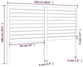 Cabeceira de cama 126x4x100 cm pinho maciço cinzento