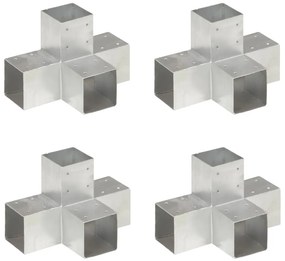 vidaXL Bases para poste em forma de X 4 pcs 91x91 mm metal galvanizado