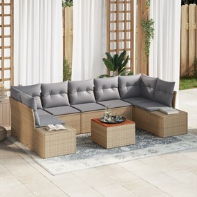 vidaXL Conjunto de Sofás de Jardim de 8 Peças com Almofadas Bege em Polirattan