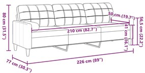 Sofá 3 lugares c/ almofadas decorativas 210 cm tecido preto