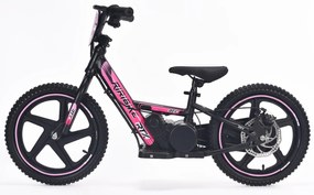 Bicicleta eléctrica para crianças RIRIBIKE RTX6 24V (16") bateria de lítio, motor de 250 watts, travão de disco, assento ajustável em PU macio Rosa