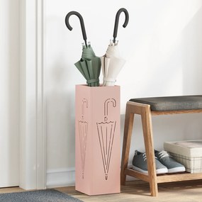 vidaXL Suporte para Guarda-Chuva Rosa Metal Médio Retangular Moderno