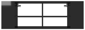 Armário de parede para TV derivados de madeira preto brilhante