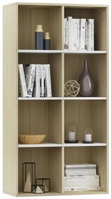 Estante/aparador 66x30x130cm contrapl. branco e carvalho sonoma