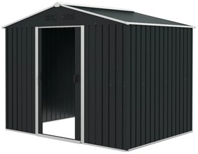 Outsunny Abrigo de Jardim de 4,1 m² 236x174x190 cm para Armazenamento de Ferramentas com Portas de Correr e 4 Janelas de Ventilação Cinza