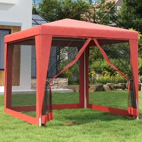 Tenda festas c/ 4 paredes laterais rede 2,5x2,5m PEAD vermelho