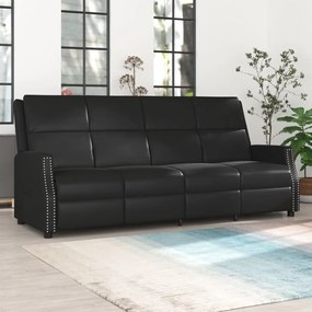 vidaXL Sofá reclinável 4 lugares couro artificial preto