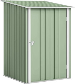 Outsunny Abrigo de Jardim Metálico 0,92 m² 100x103x160 cm com 1 Porta e Fecho para Armazenamento Ferramentas Verde Claro | Aosom Portugal
