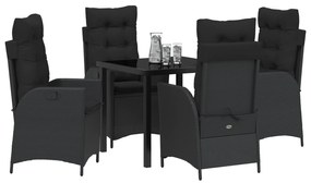 Conjunto de 5 Peças de Jantar de Jardim com Almofadas - Vime Poliéster